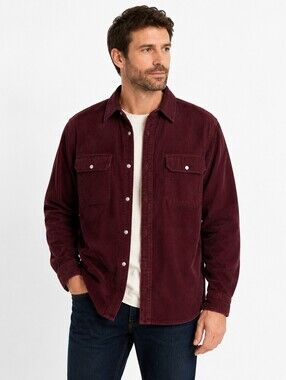 NWT Blumind Men's Burgundy Corduroy Button Up  Long Sleeve Shirt - XL